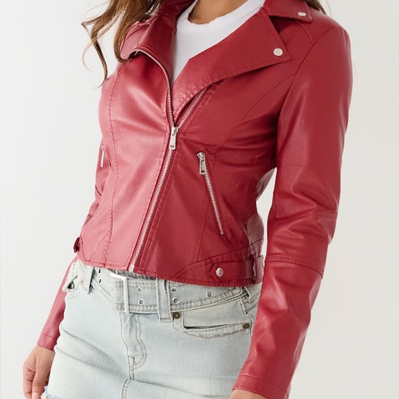 True Religion Moto Faux Leather Jacket - Picture 1 of 3